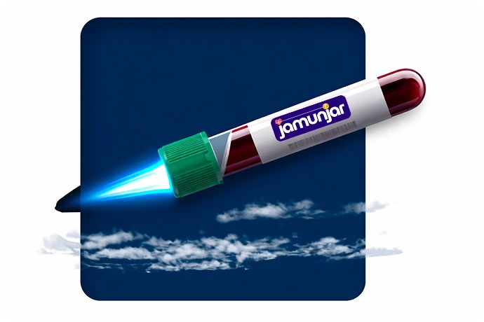 Laboratory sample tube illustrated as a rocket