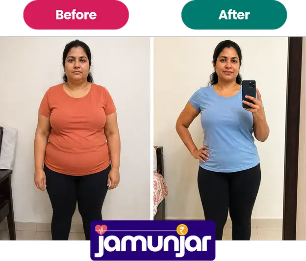 Pooja Patil before and after the 12 week weight loss program