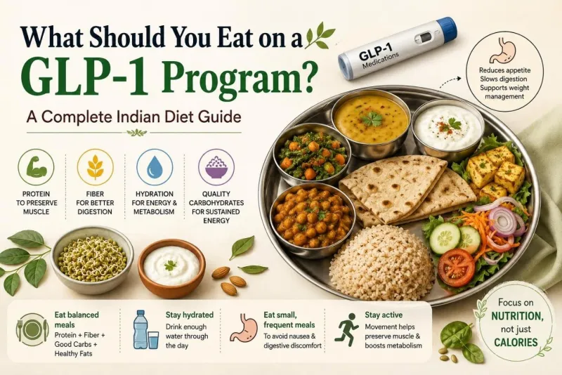 Indian diet guide for GLP-1 metabolic health program with protein-rich foods